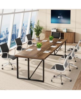 13FT Conference Room Table: Large Rectangular Meeting Seminar Table for 12-16 People, Wood Long Training Table with Heavy-Duty Frame, Business Table for Office, 4PCS