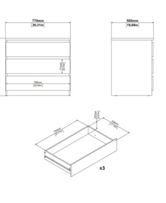 30.31" Wide 3 Drawer Chest