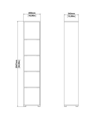 80.59" High 5 Shelf Narrow Bookcase