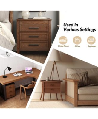 Theresa Transitional 3-Drawer Nightstand with Hidden Pull-out Drawer