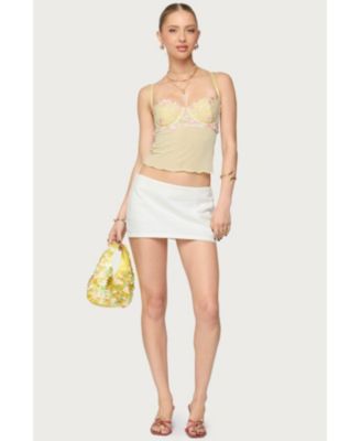 Women's Embroidered Floral Sheer Bra Top