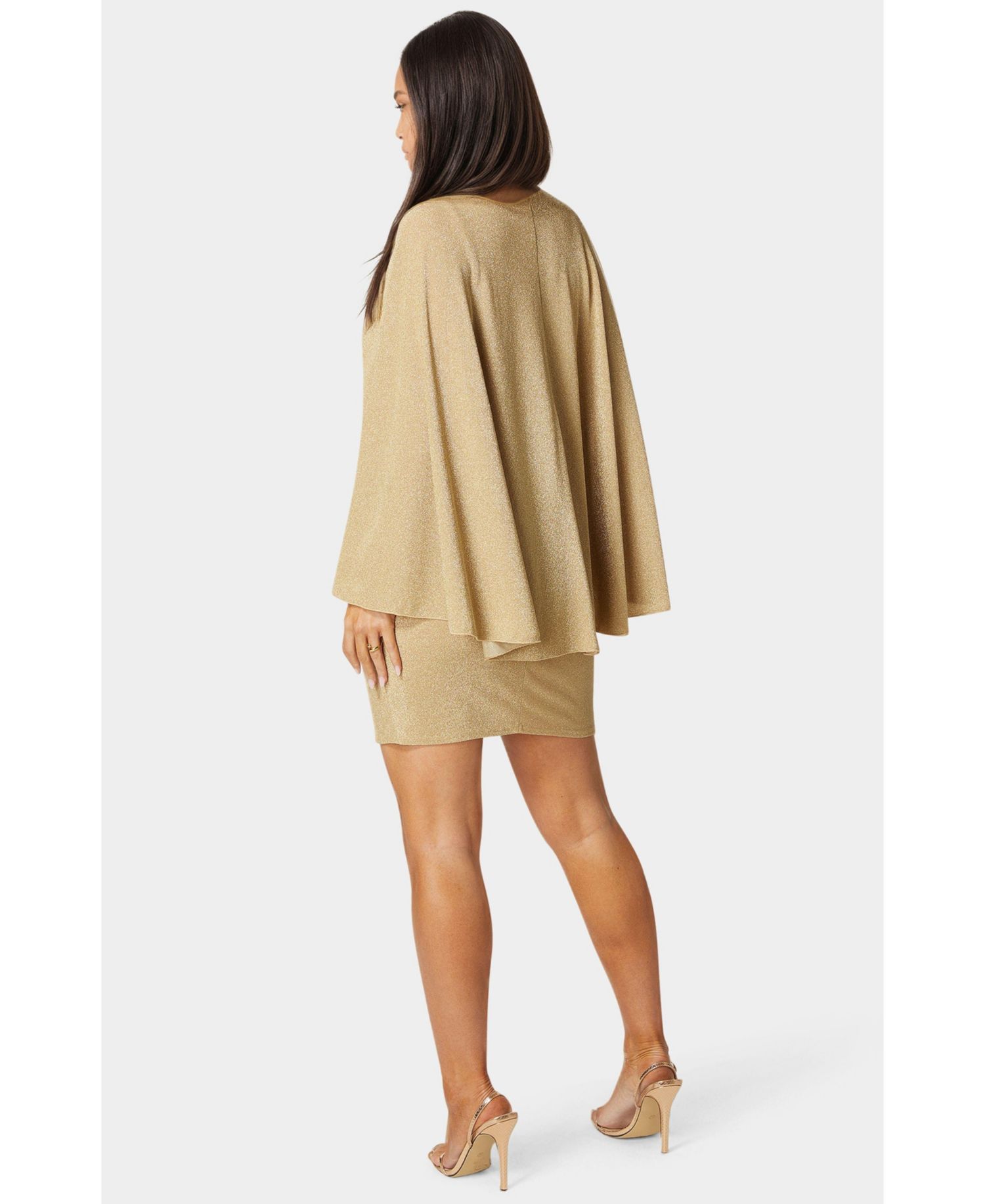 Women's Plunge Neck Drama Cape Dress