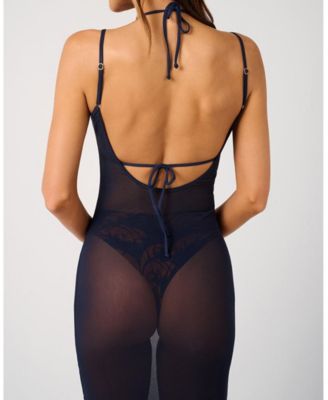 Women's Mesh Scoop Maxi Slip Dress