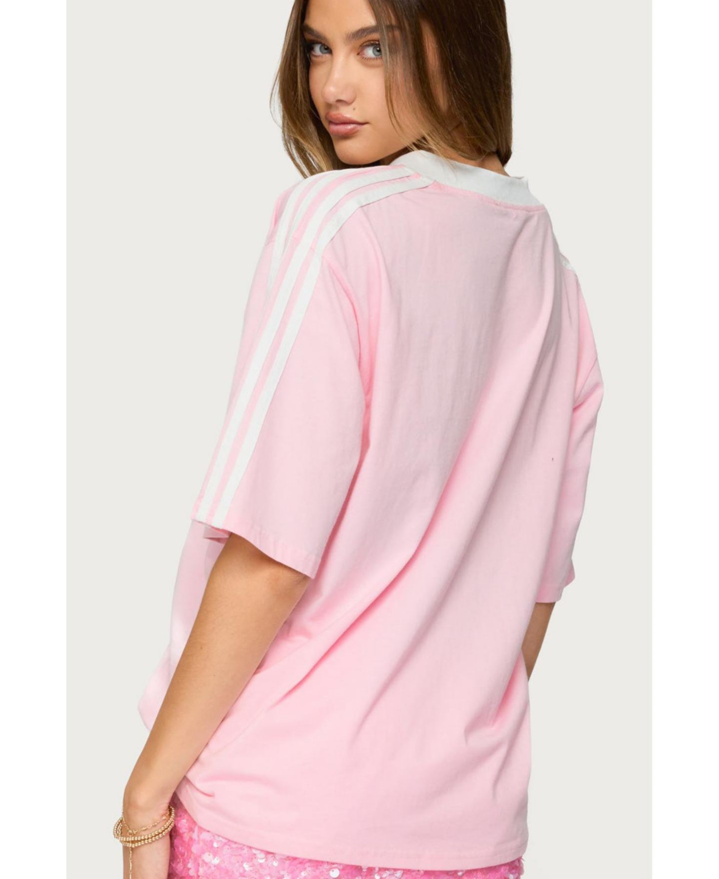 Женская футболка Edikted San Diego Oversized, цвет: Светлый розовый — фото 2
