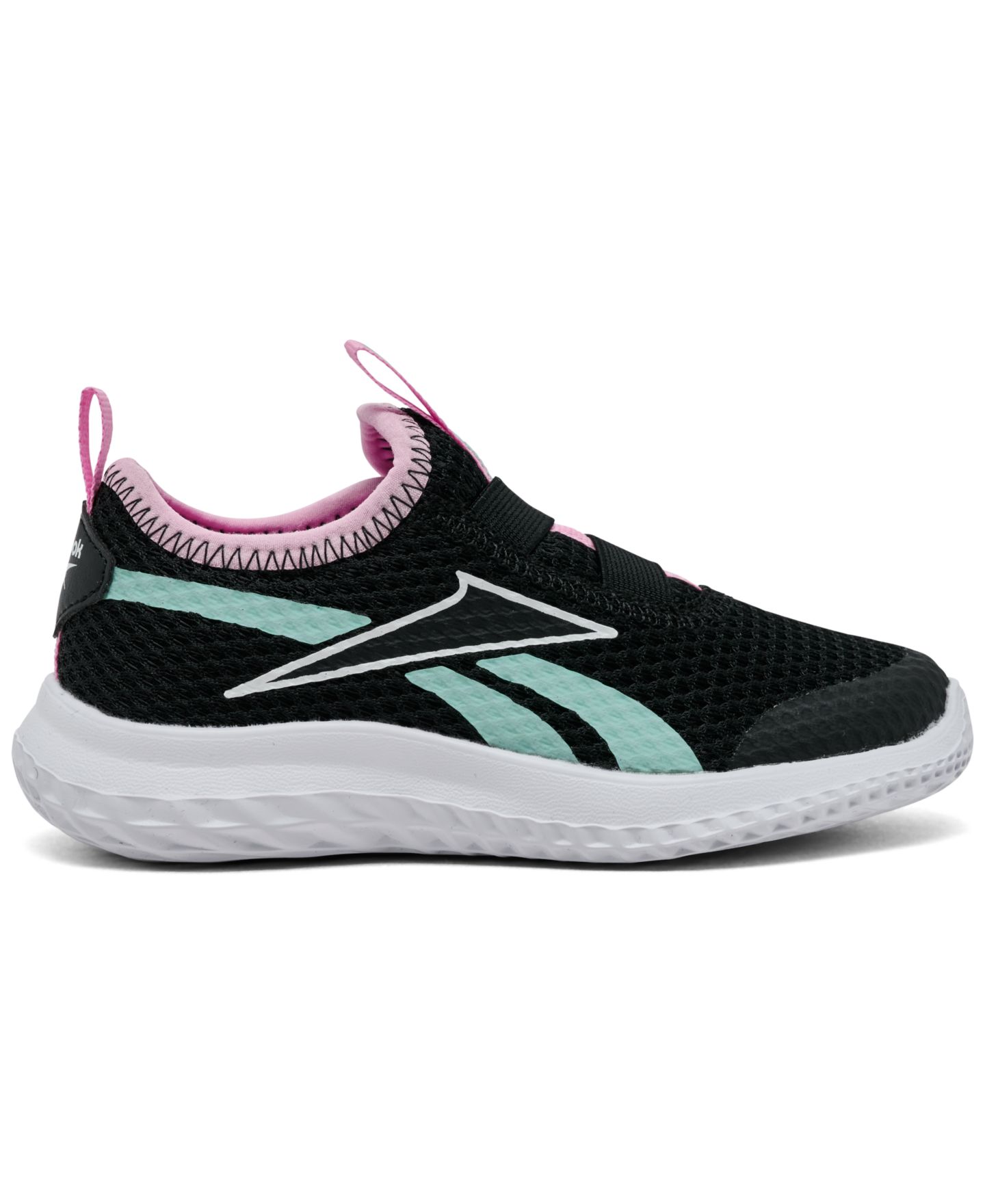Детские повседневные кроссовки-слипоны Reebok Rush Runner, Finish Line, цвет: Чёрный / Розовый — фото 2