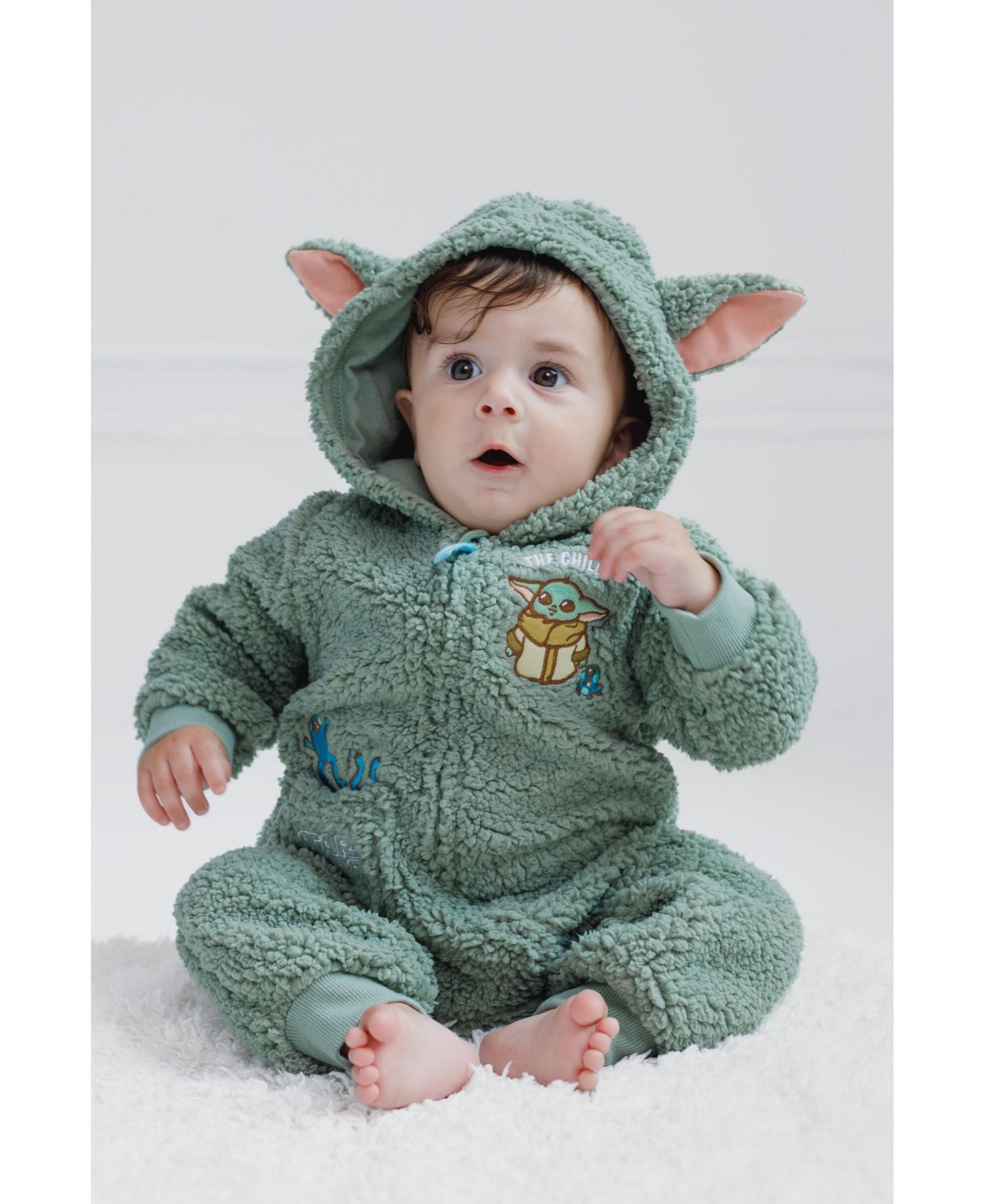 Baby Boys The Mandalorian Grogu Cozy Sherpa Zip Up Cosplay Coverall