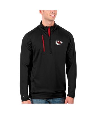 Antigua - Men's Black/Red Kansas City Chiefs Generation Quarter-Zip Pullover Jacket