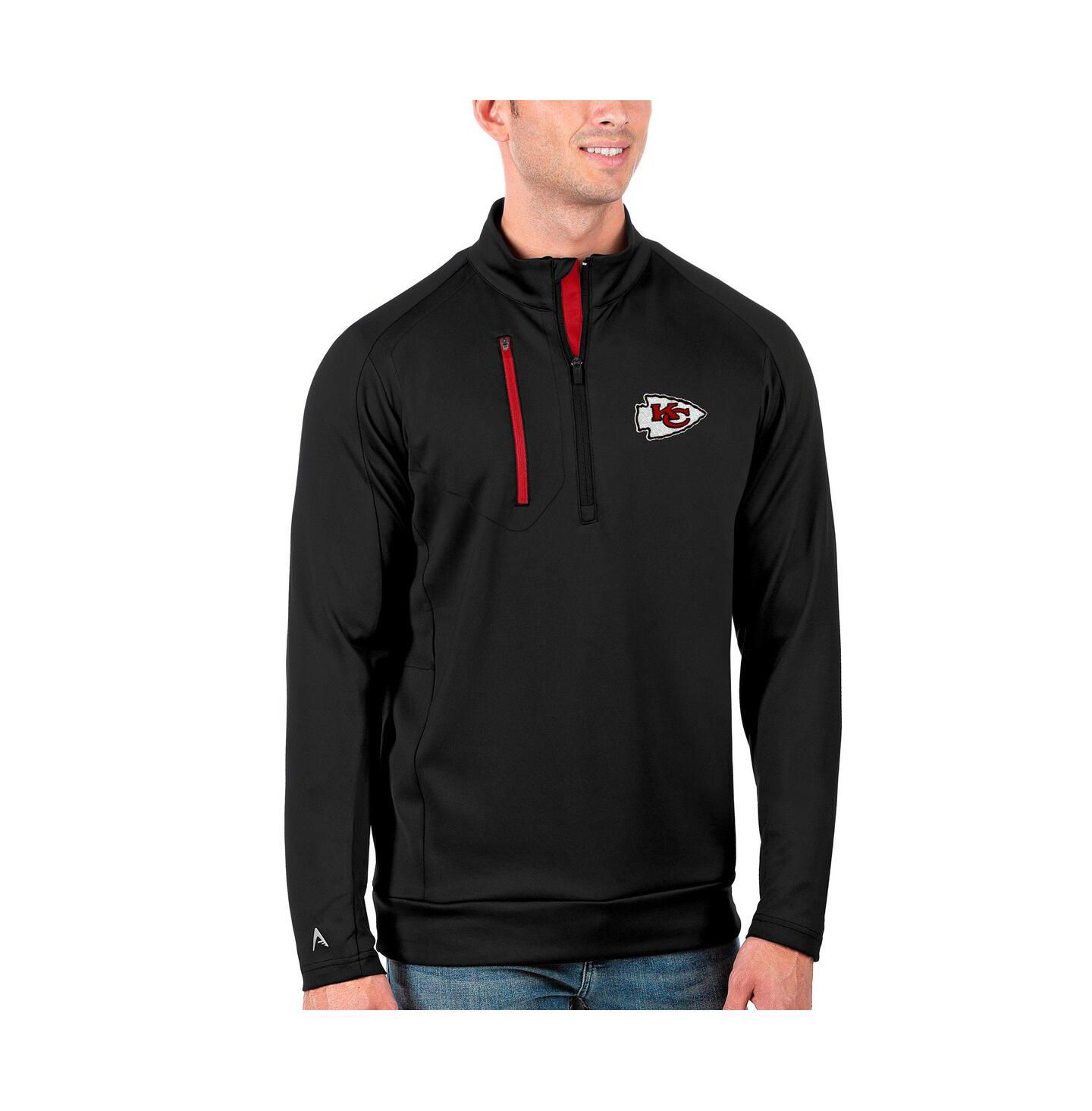 Мужская куртка Antigua Black/Red Kansas City Chiefs Generation Quarter-Zip Pullover — фото 1