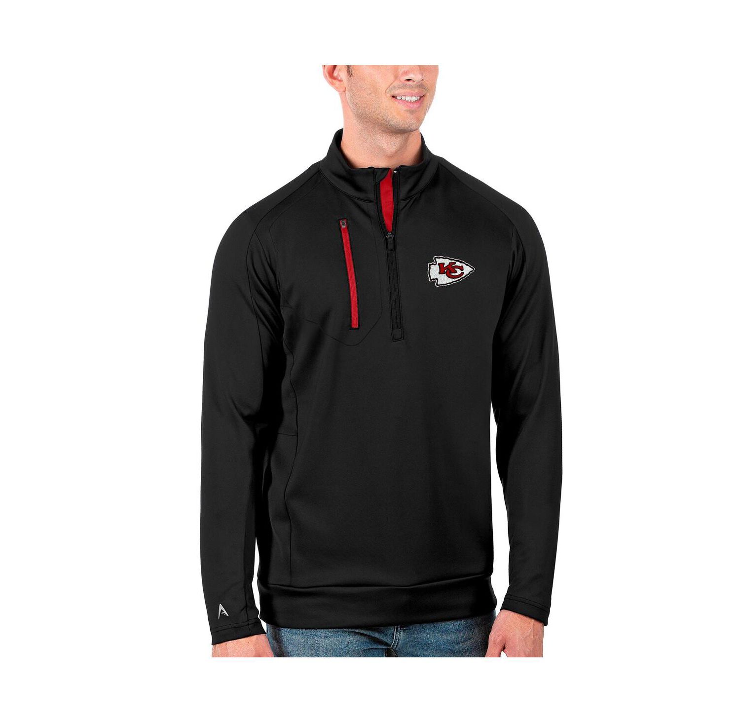 Men's Black/Red Kansas City Chiefs Generation Quarter-Zip Pullover Jacket