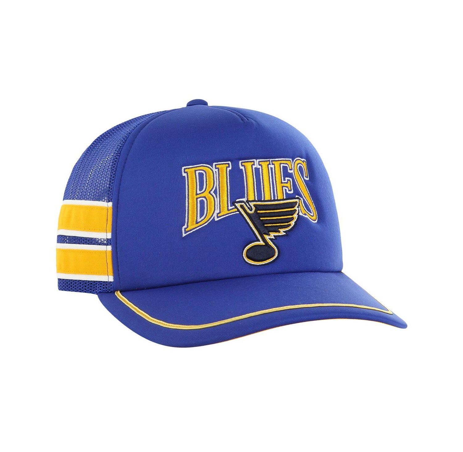 Men's Blue St. Louis Blues Sideband Stripes Trucker Snapback Hat