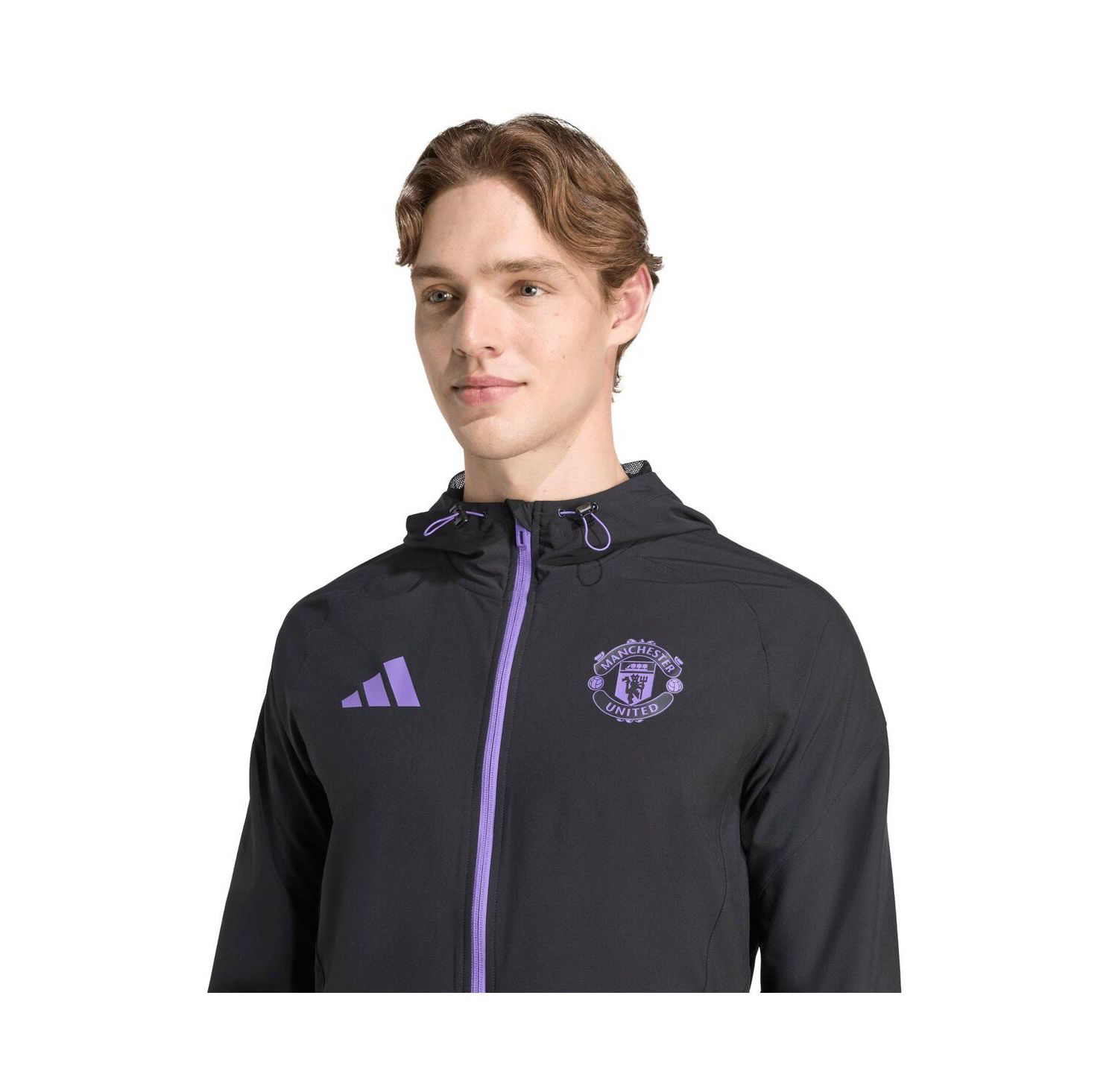 Men's Black Manchester United 2025/26 Tiro Vis Tech Travel Jacket