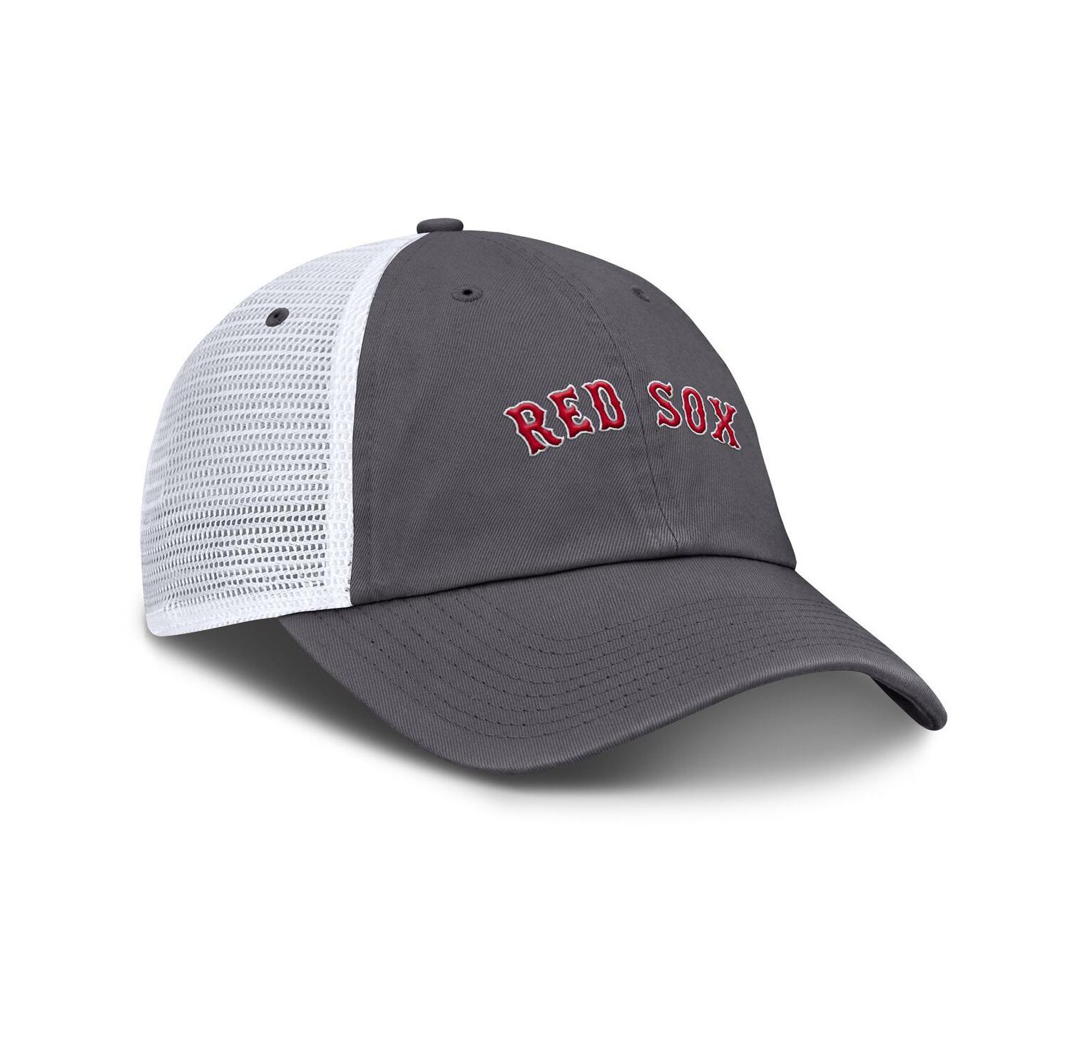 Men's Gray Boston Red Sox Wordmark Club Adjustable Trucker Hat