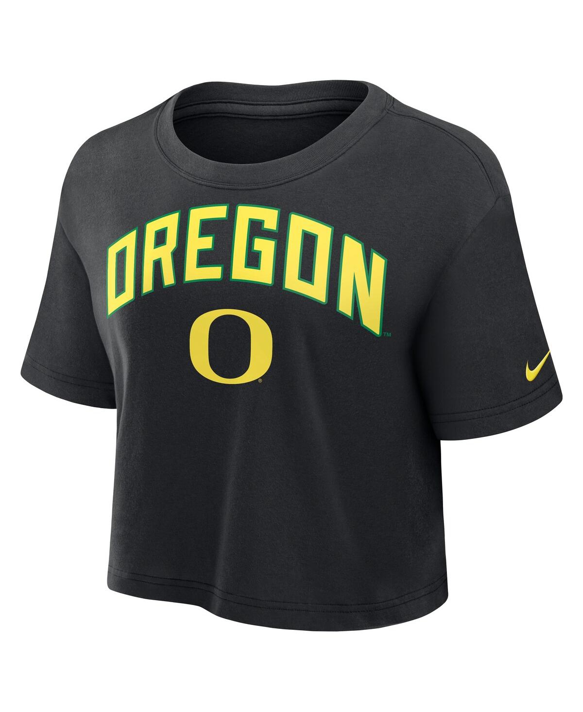 Nike Women's Black Oregon Ducks Athletic Prep Arch Performance Cropped T-Shirt