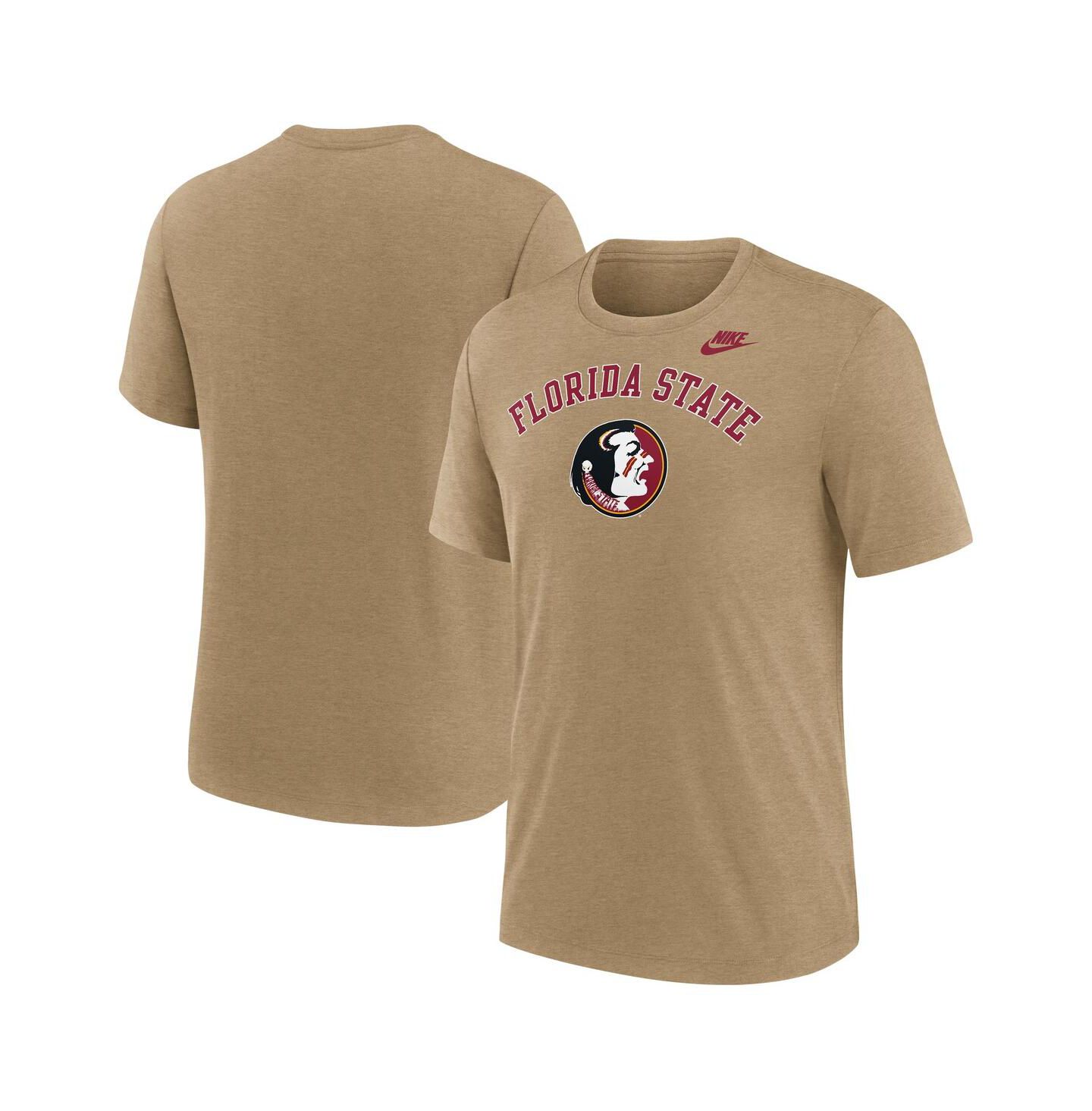 Мужская футболка Nike Heather Light Brown Florida State Seminoles Legacy Arch Tri-Blend — фото 1