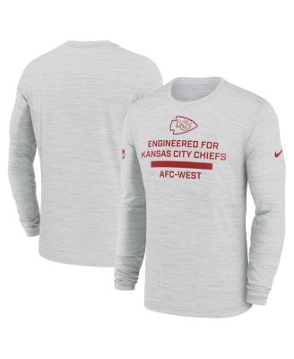 Nike - Men's Ash Kansas City Chiefs Sideline Velocity Performance Long Sleeve T-Shirt