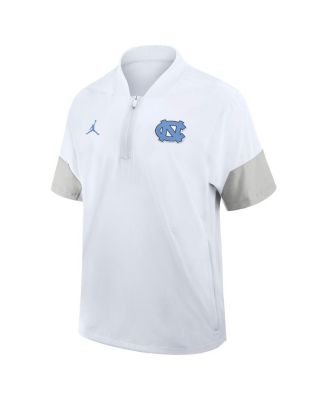 Men's White North Carolina Tar Heels 2025 Sideline Short Sleeve Quarter-Zip Coach Jacket