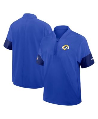 Nike - Men's Royal Los Angeles Rams Sideline Short Sleeve Quarter-Zip Performance Coach Jacket