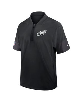 Men's Black Philadelphia Eagles Sideline Short Sleeve Quarter-Zip Performance Coach Jacket