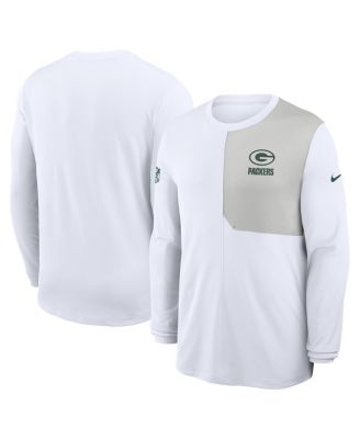 Nike - Men's White Green Bay Packers Sideline Coach UV Performance Long Sleeve T-Shirt