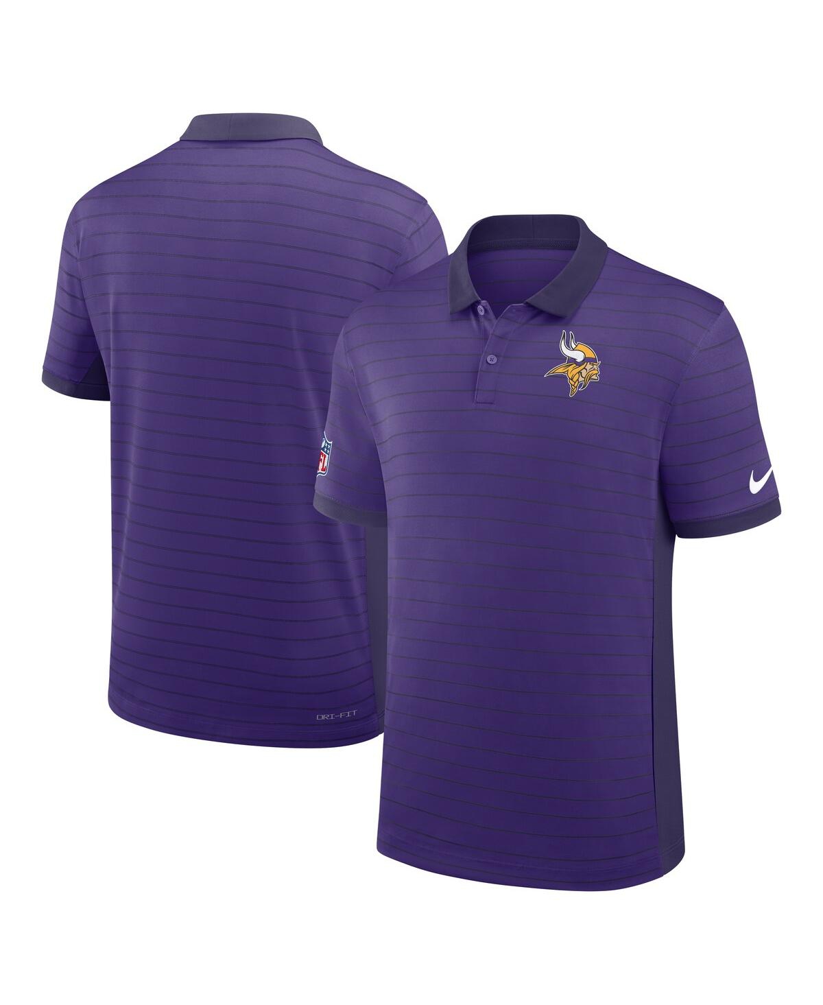 Men's Purple Minnesota Vikings Sideline Victory Stripe Performance Polo Shirt - Purple