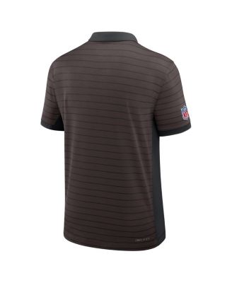 Men's Brown Cleveland Browns Sideline Victory Stripe Performance Polo Shirt