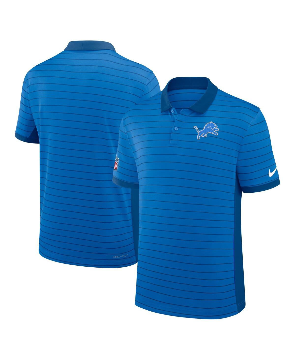 Men's Blue Detroit Lions Sideline Victory Stripe Performance Polo Shirt - Blue
