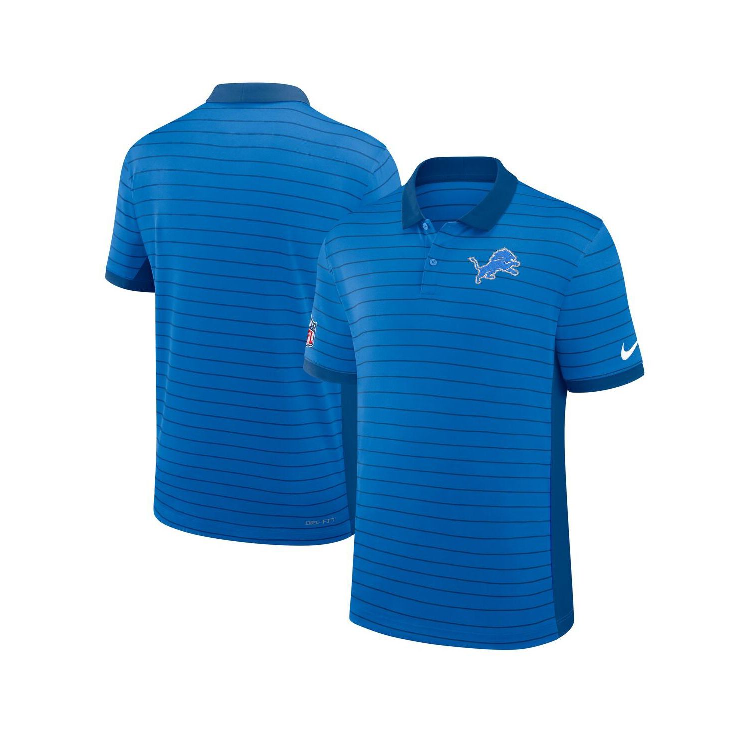 Men's Blue Detroit Lions Sideline Victory Stripe Performance Polo Shirt