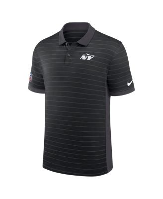 Men's Black New York Jets Sideline Victory Stripe Performance Polo Shirt