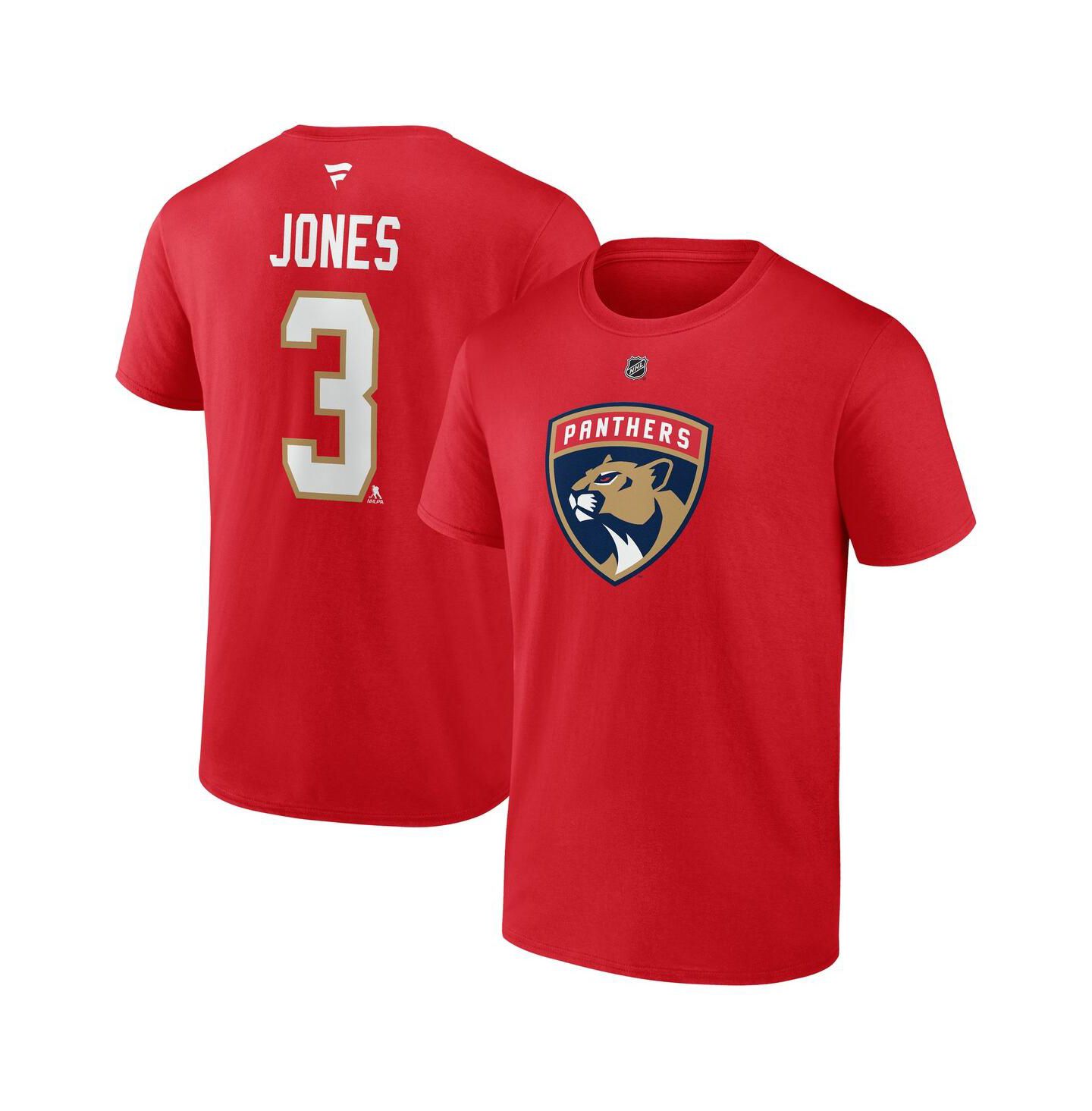 Мужская футболка Fanatics Seth Jones Red Florida Panthers Authentic Stack Name & Number — фото 1