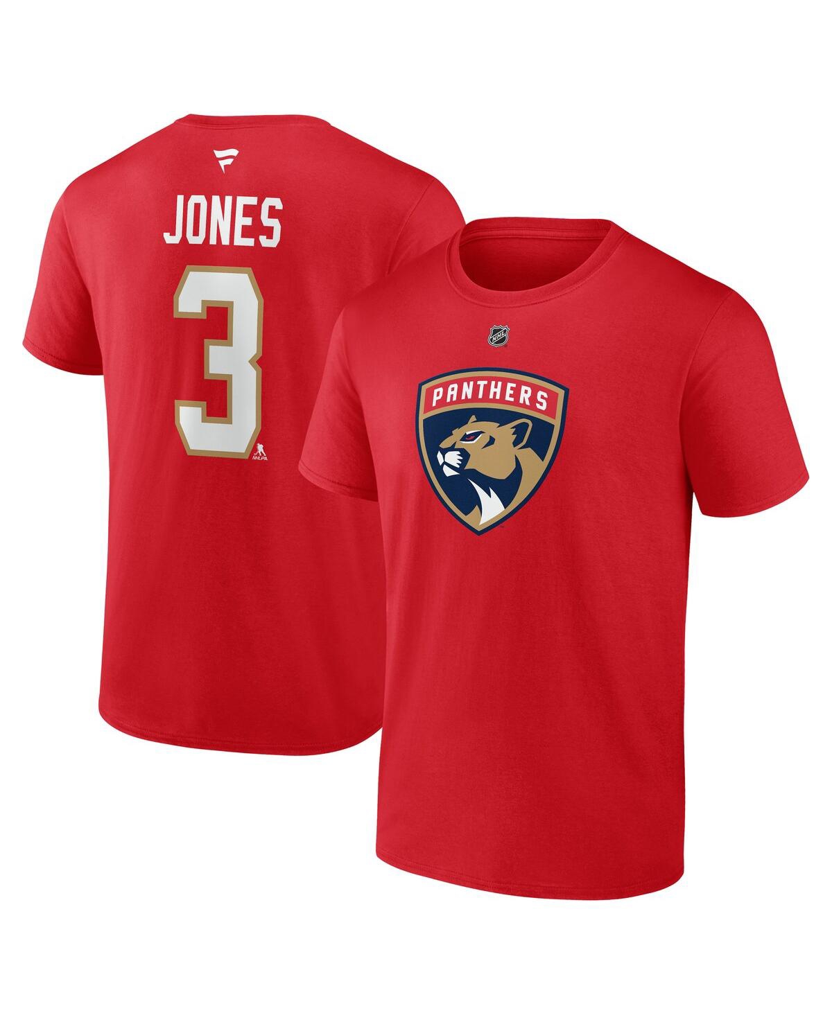 Men's Seth Jones Red Florida Panthers Authentic Stack Name Number T-Shirt - Red
