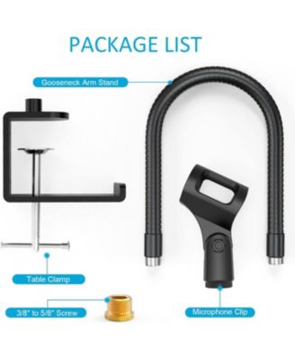 Flexible Gooseneck Mic Stand, Heavy Duty Desk Clamp, Adjustable Arm for Blue Snowball Ice Spark (Black)