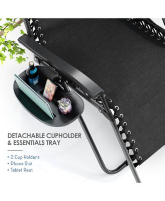 Outdoor Patio Zero Gravity Chairs Set of 4 - Reclining Lounge Chairs with Pillows & Cup Holders