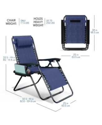 Outdoor Patio Zero Gravity Chairs Set of 4 - Reclining Lounge Chairs with Pillows & Cup Holders