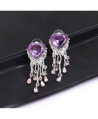 Heart-Stone Drop Earrings