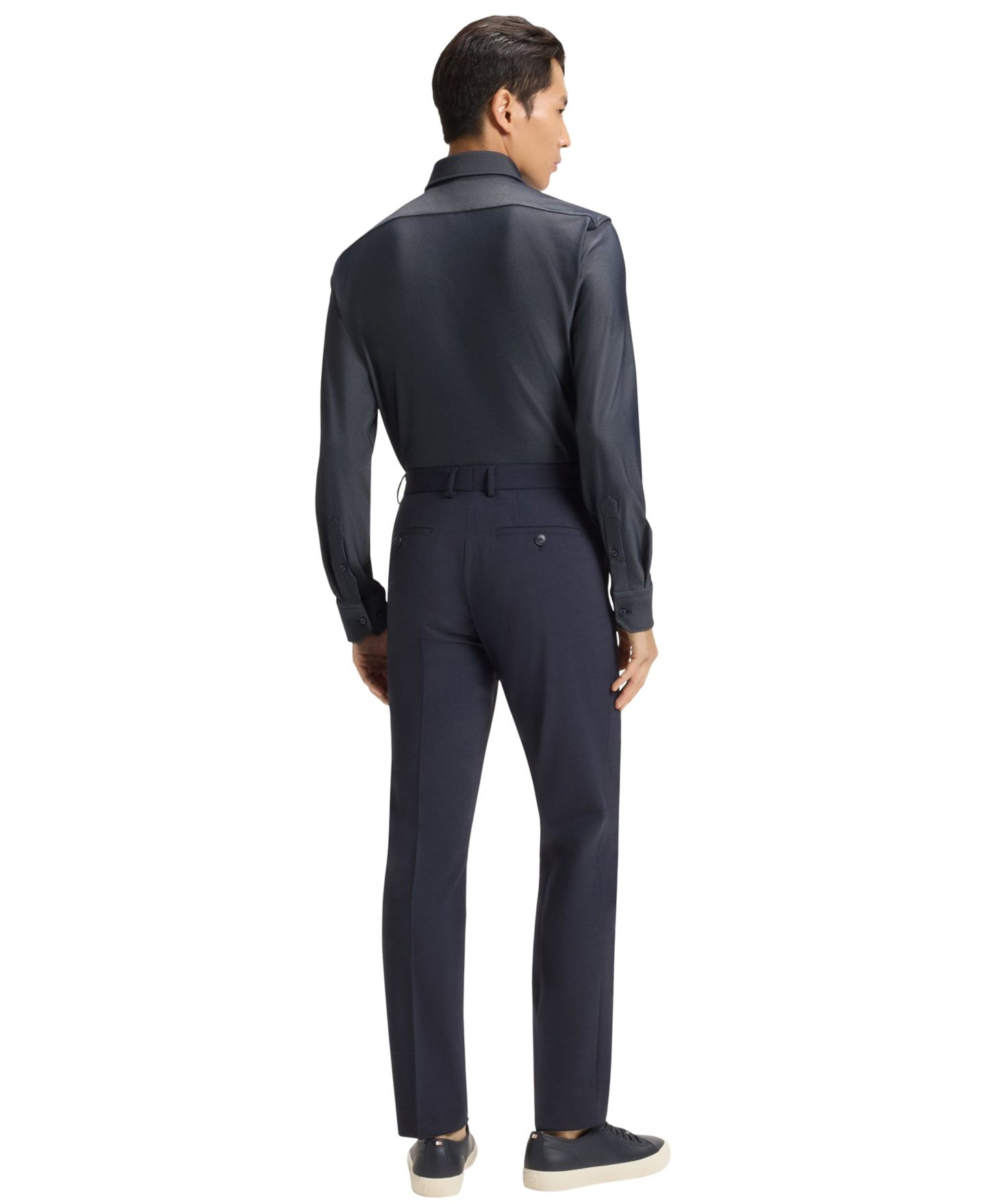 Мужская рубашка Hugo Boss Stretch Jersey Regular-Fit Dress Shirt, цвет: Тёмный синий — фото 3