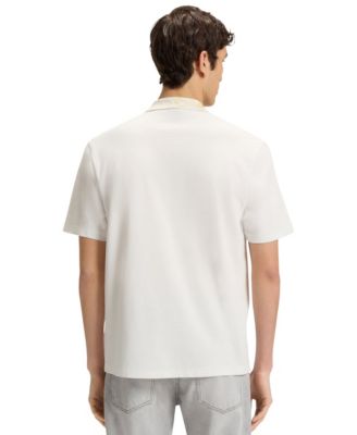 Men's Cotton-Pique Patterned Collar Polo Shirt