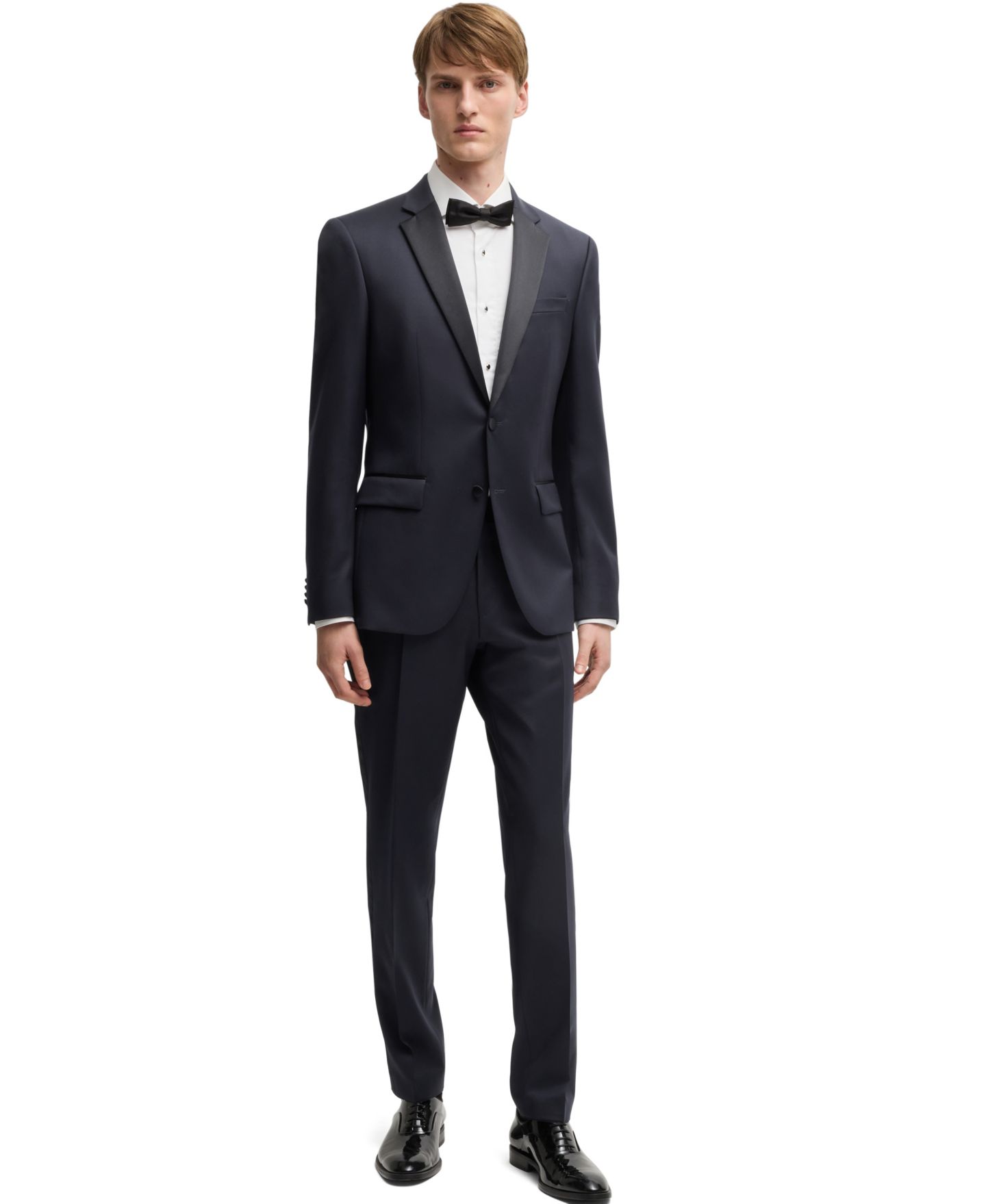 Мужские брюки Hugo Boss Slim-Fit Tuxedo Trousers, цвет: Тёмный синий — фото 6