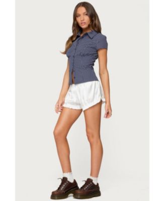 Women's Polka Dot Tailored Button Up Shirt