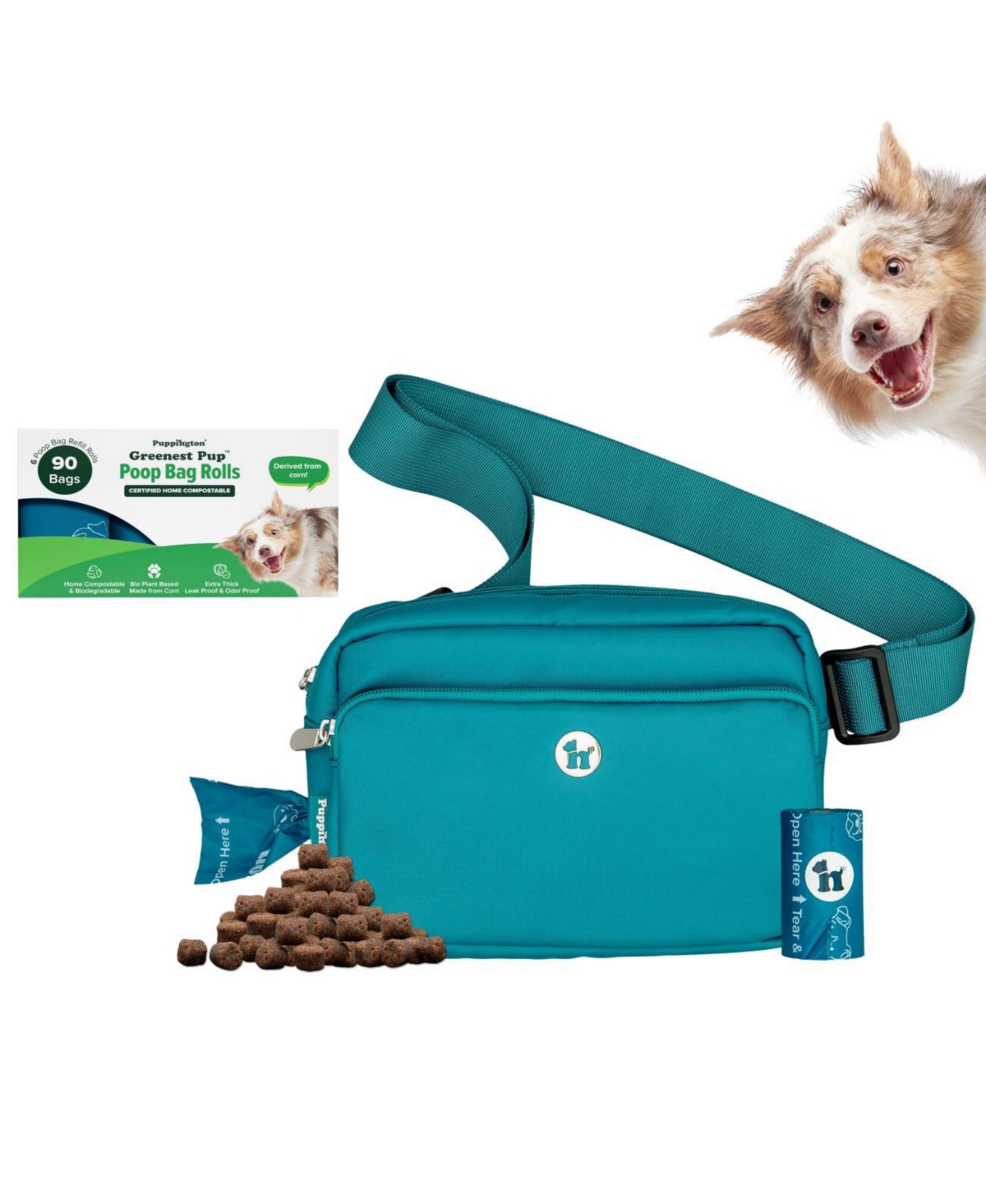 Walk Star Kit: 3-in-1 Dog Walk Bag plus Matching 90 Refill Dog Bags - Charcoal gray