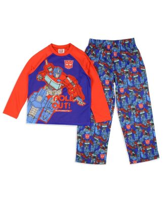 Big Boys Optimus Prime Roll Out Autobot 2-Piece Raglan Pajama Set Sleepwear