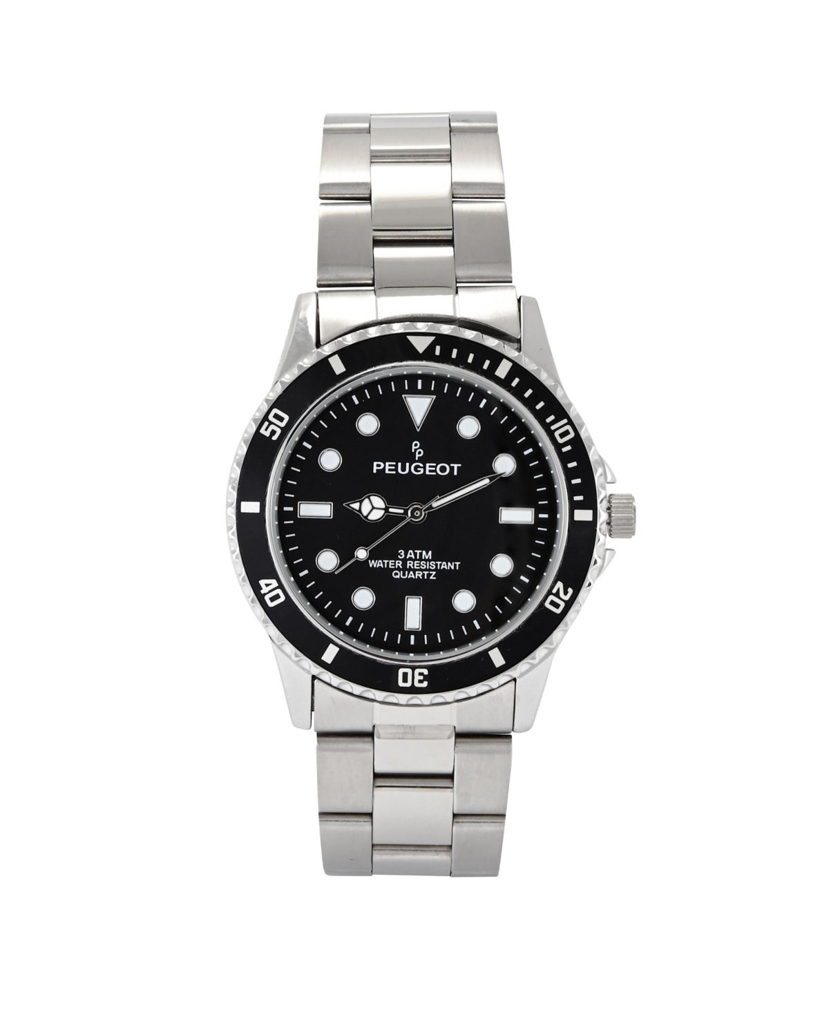 Men's 40mm Black Dial Sport Bezel Stainless Steel Bracelet Watch