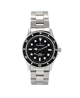 Men's 40mm Black Dial Sport Bezel Stainless Steel Bracelet Watch