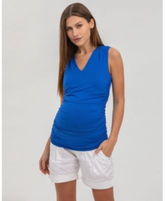 Maternity Linen-Blend Shorts with Stretch Waistband