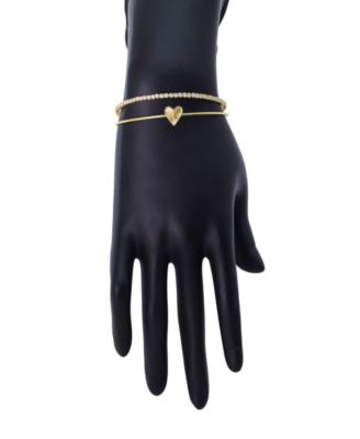 Cubic Zirconia Heart Cuff Bracelet