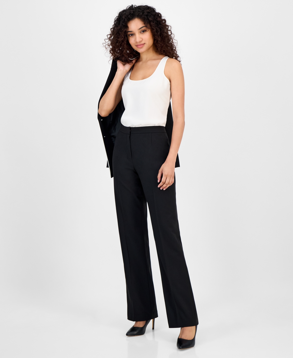 Le Suit Women's Piping-trim Two-button Pantsuit In Multi
