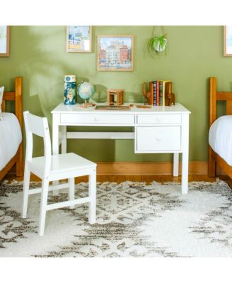 Madison Kids Desk with Hutch and Chair Set - White: Kids Wooden Bedroom Writing Table with Storage, Wood Study Table for Kids with Hutch