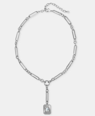 On 34th - Crystal Charm Lariat Necklace, 16" + 3" extender