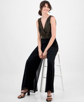 Women's Leopard Print Bodice Chiffon Jumpsuit