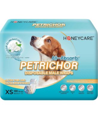Printed All Absorb Petrichor Male Dog Wrap, Fresh Scent Disposable Diapers, Extra Small, 100ct