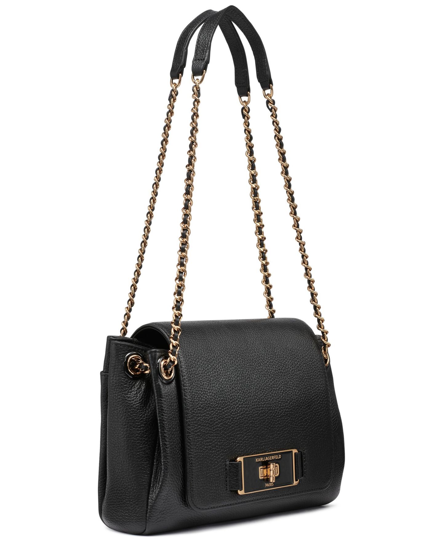Женская сумка KARL LAGERFELD PARIS Bridgette Medium Shoulder, цвет: Чёрный / Золотой — фото 3